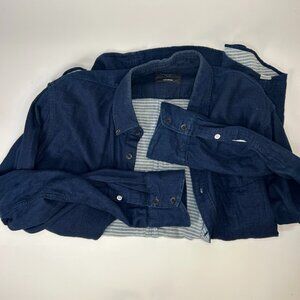Rag & Bone Slim Fit Long Sleeve Chambray Navy